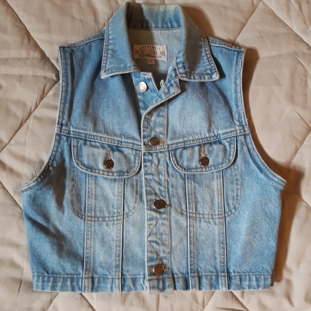 1990s Retro Cropped Denim Vest